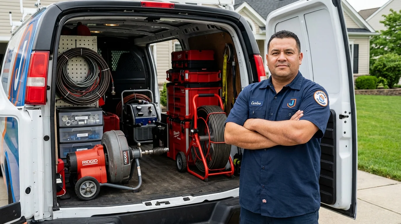 Professional drain cleaning equipment and Johns Plumbing LLC plumber in Montclair